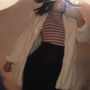 Fluffy cream white coat